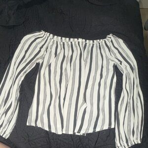 Billabong Black and White Striped Top